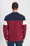 Regular Fit Normal Kesim Bisiklet Yaka İçi Polarlı Bordo Sweatshirt
