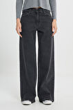 Wide Leg Yüksek Bel Geniş Paça Siyah Esnek Jean Denim Pantolon