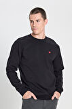 Regular Fit Normal Kesim Bisiklet Yaka Siyah Sweatshirt