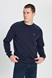 Regular Fit Normal Kesim Bisiklet Yaka Lacivert Sweatshirt