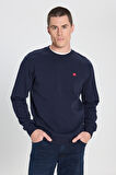 Regular Fit Normal Kesim Bisiklet Yaka Lacivert Sweatshirt