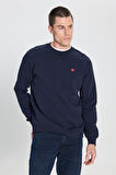 Regular Fit Normal Kesim Bisiklet Yaka Lacivert Sweatshirt