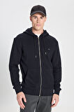 Regular Fit Normal Kesim Kapüşonlu %100 Pamuk Sweatshirt Ceket