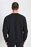 Regular Fit Normal Kesim Bisiklet Yaka Siyah Sweatshirt