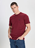 Wrangler Bisiklet Yaka Bordo Erkek T-Shirt W7NM203877606 Bordo Logo T-shirt