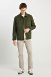 Regular Fit Normal Kesim %100 Pamuk Haki Military Ceket