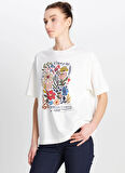 Wrangler Bisiklet Yaka Ekru Kadın T-Shirt W2510753102-Loose Fit T-shirt