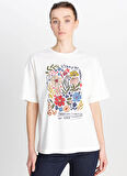 Wrangler Bisiklet Yaka Ekru Kadın T-Shirt W2510753102-Loose Fit T-shirt