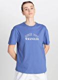 Wrangler Bisiklet Yaka Mavi Kadın T-Shirt W2510758QF-Regular Fit T-shirt