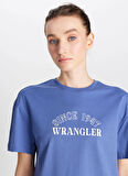 Wrangler Bisiklet Yaka Mavi Kadın T-Shirt W2510758QF-Regular Fit T-shirt