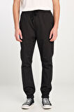 Regular Fit Normal Kesim Ribanalı Paça Pamuklu Siyah Jogger Pantolon