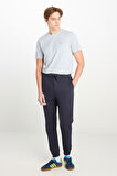 Regular Fit Normal Kesim Ribanalı Paça Lacivert Jogger Pantolon