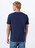 Lee Bisiklet Yaka Lacivert Erkek T-Shirt ML60UFQ35 Regular Fit Patch Logo