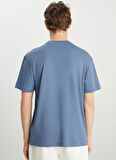 Wrangler Bisiklet Yaka Mavi Erkek T-Shirt MW7NM203877223 Relaxed Fit Small