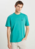 Wrangler Bisiklet Yaka Yeşil Erkek T-Shirt MW7NM203877577 Relaxed Fit Small