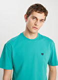 Wrangler Bisiklet Yaka Yeşil Erkek T-Shirt MW7NM203877577 Relaxed Fit Small
