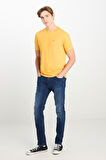 Regular Fit Normal Kesim Bisiklet Yaka Sarı Tişört