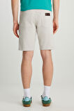 Slim Fit Dar Kesim Normal Bel Pamuklu Taş Rengi 5 Cep Şort