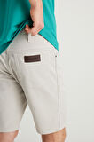 Slim Fit Dar Kesim Normal Bel Pamuklu Taş Rengi 5 Cep Şort