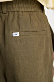 %100 Keten Regular Fit Normal Kesim Lastik Bel Detaylı Haki Şort