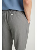 Wrangler %100 Keten Regular Fit Normal Kesim Normal Bel Düz Paça Koyu Gri Pantolon