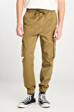 Regular Fit Normal Kesim Ribanalı Paça Kargo Cepli Haki Jogger Pantolon