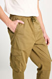 Regular Fit Normal Kesim Ribanalı Paça Kargo Cepli Haki Jogger Pantolon