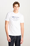 %100 Pamuk Regular Fit Normal Kesim Bisiklet Yaka Beyaz Baskılı Tişört