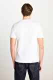 %100 Pamuk Regular Fit Normal Kesim Bisiklet Yaka Beyaz Baskılı Tişört