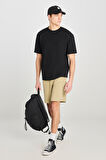 Relaxed Fit Geniş Kesim Bisiklet Yaka Pamuklu Siyah Tişört