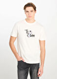 Lee Bisiklet Yaka Ekru Erkek T-Shirt L2510323102 Regular Fit Grafik