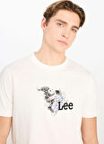 Lee Bisiklet Yaka Ekru Erkek T-Shirt L2510323102 Regular Fit Grafik