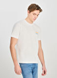 Lee Bisiklet Yaka Ekru Erkek T-Shirt LD725771543 Regular Fit Grafik