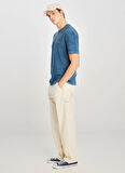 Lee Bisiklet Yaka Mavi Erkek T-Shirt LD775771562 Relaxed Fit Grafik