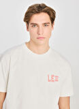 Lee Bisiklet Yaka Ekru Erkek T-Shirt LD798679923 Relaxed Fit Grafik