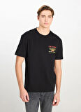 Lee Bisiklet Yaka Siyah Erkek T-Shirt LM828731520 Relaxed Fit Grafik
