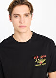 Lee Bisiklet Yaka Siyah Erkek T-Shirt LM828731520 Relaxed Fit Grafik