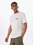 Lee Bisiklet Yaka Ekru Erkek T-Shirt LM828731923 Relaxed Fit Grafik