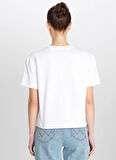 Wrangler Bisiklet Yaka Ekru Kadın T-Shirt W2510305102-Relaxed Fit Mid Logo T-