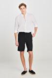 Relaxed Fit Geniş Kesim Lastik Bel Detaylı Esnek Siyah Chino Şort