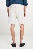 Relaxed Fit Geniş Kesim Lastik Bel Detaylı Esnek Taş Rengi Chino Şort