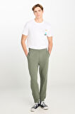 %100 Pamuk Regular Fit Normal Kesim Ribanalı Paça Haki Jogger Pantolon