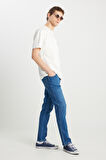 Texas Slim Fit Dar Kesim Normal Bel Dar Paça Açık Mavi Pamuklu Esnek Denim Pantolon