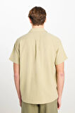 %100 Pamuk Relaxed Fit Geniş Kesim Açık Yeşil Gömlek