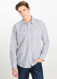 Lee Relaxed Ekru Erkek Gömlek LM726855543 Çizgili Relaxed Fit