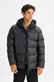 Regular Fit Normal Kesim Kapüşonlu Cepli Şişme Puffer Mont