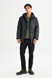 Regular Fit Normal Kesim Kapüşonlu Casual Mont