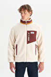 Regular Fit Normal Kesim Dik Yaka Tam Fermuarlı Cepli Sherpa Sweatshirt Polar