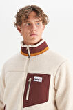 Regular Fit Normal Kesim Dik Yaka Tam Fermuarlı Cepli Sherpa Sweatshirt Polar