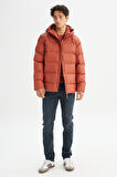 Regular Fit Normal Kesim Kapüşonlu Cepli Şişme Puffer Mont